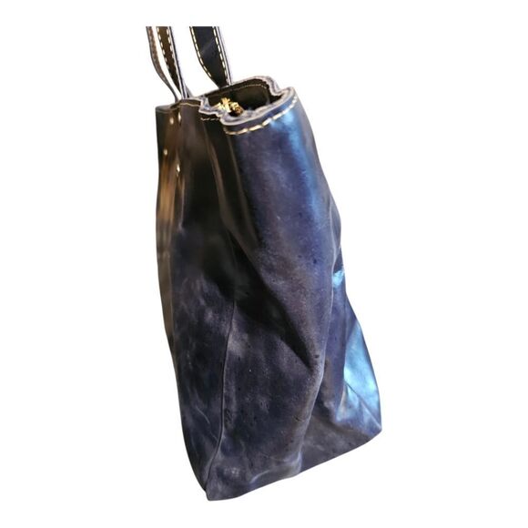 UE UNOETH Blue Leather Large Tote Bag - Picture 4 of 11